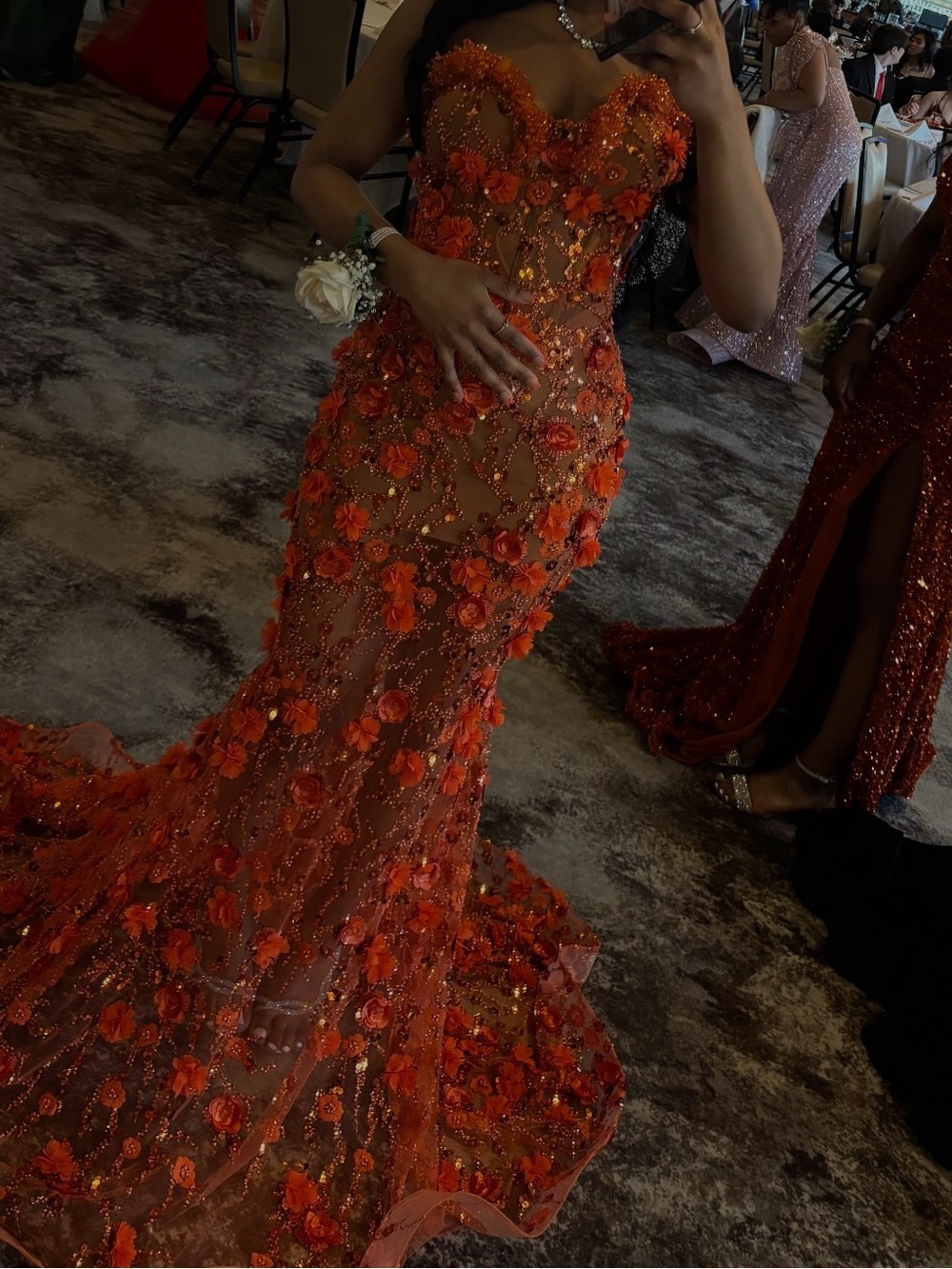 Orange sequin/floral dress!!